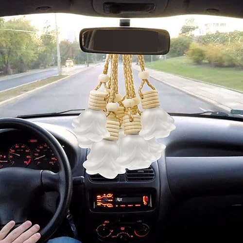 Miniatura 6 de 20 botellas difusoras de coche con forma de rosa esmerilada, botella difusora vacía colgante para automóvil, difusor de aceite esencial de perfume,