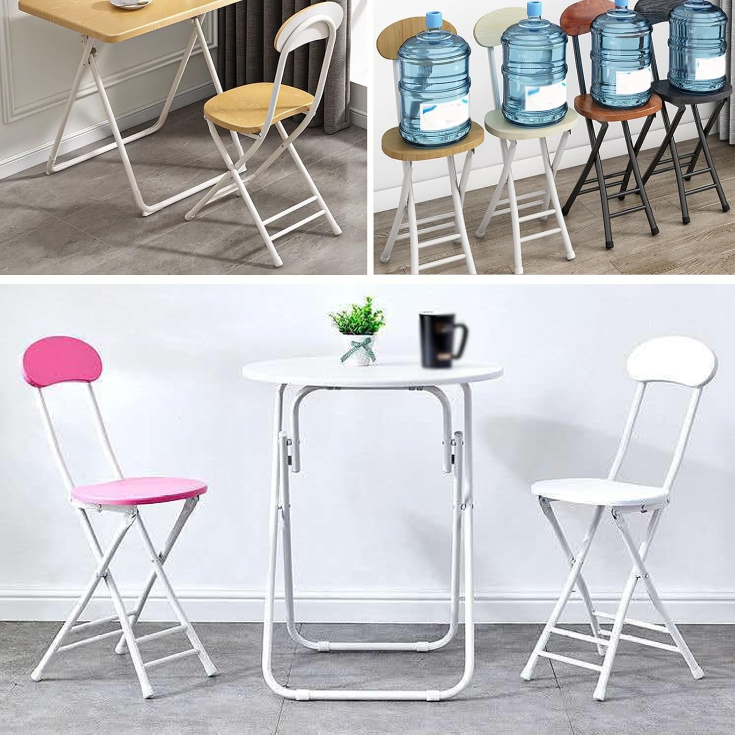 Commercial Event Seat, Folding Stools, Counter Height Bar Chairs, Widen The Base, for Patio, Picnic, Kitchen, Dining, Parties, Office(Blue)