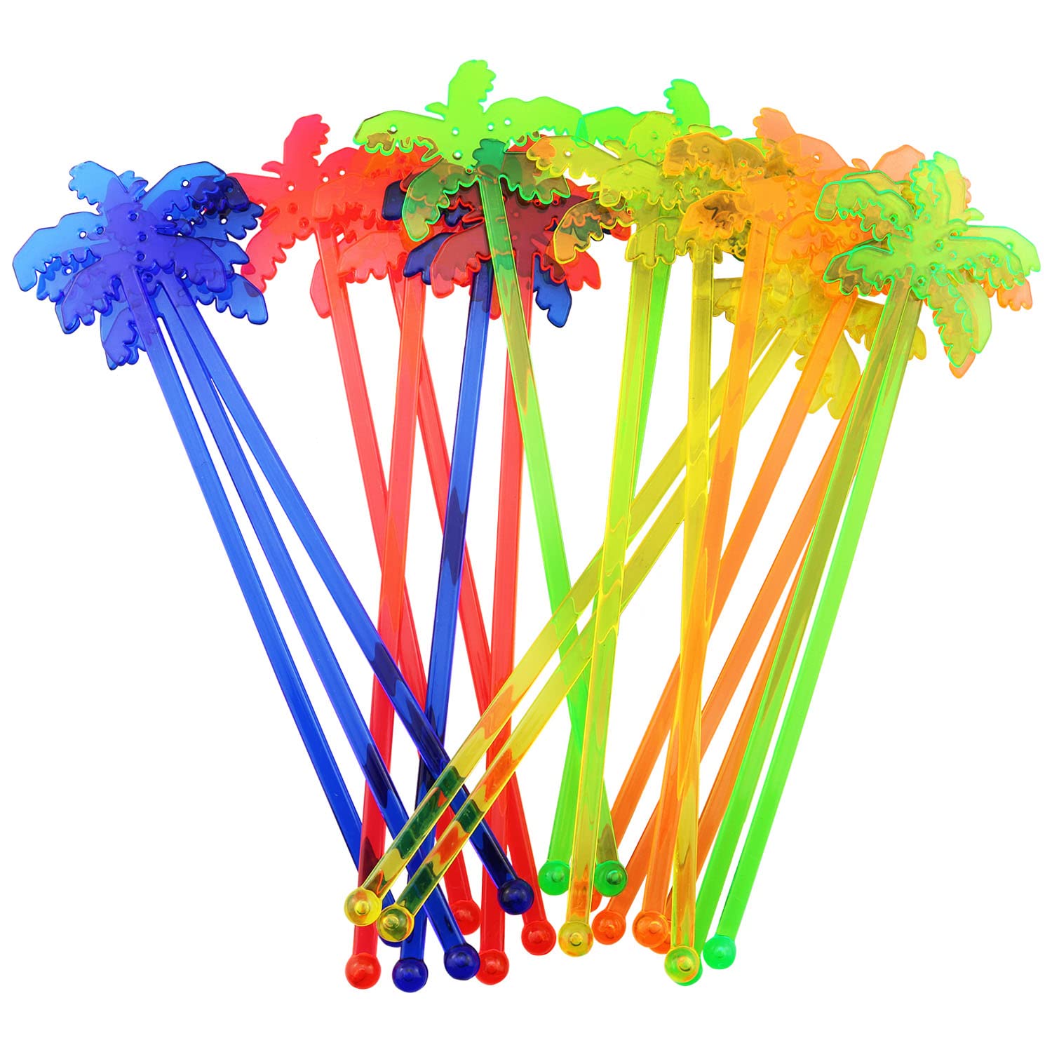CSNSD 20pcs Swizzle Sticks 5 Colors Coconut Tree Shape Wine Mixer Cocktail Ice Drink Stirrers