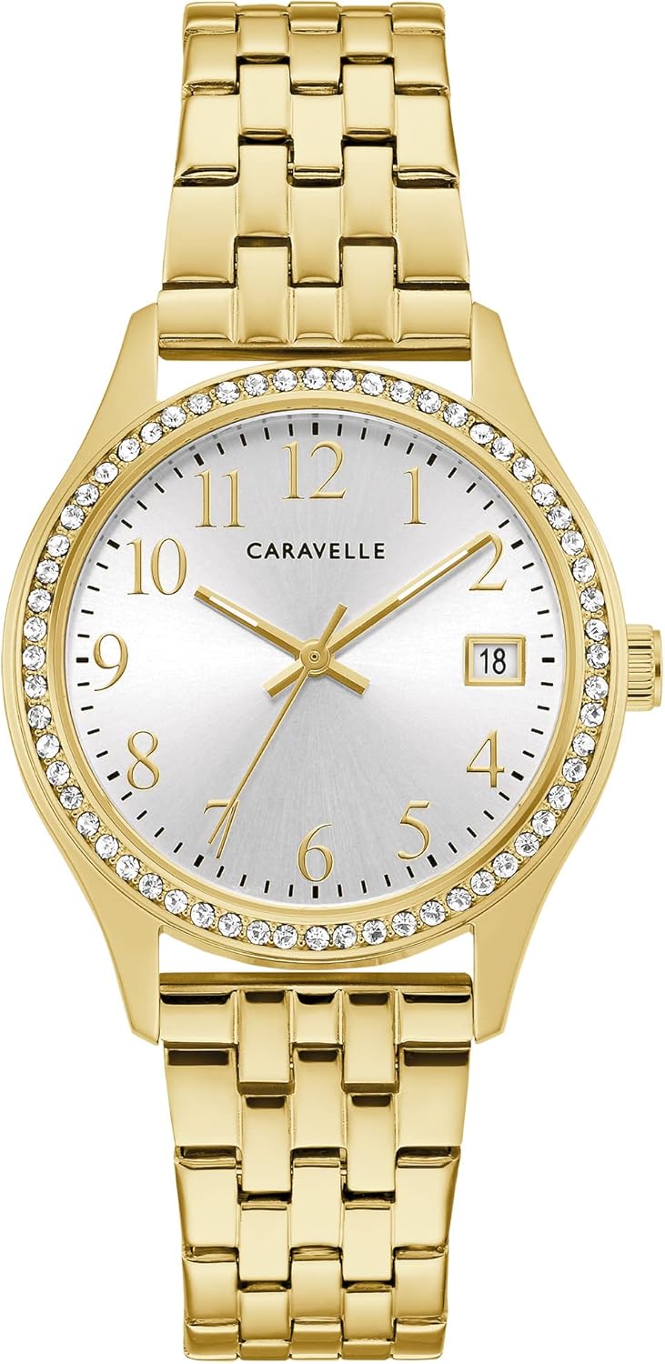 Caravelle by Bulova Ladies' Crystal Watch and Bracelet Gift Set, Day-Date