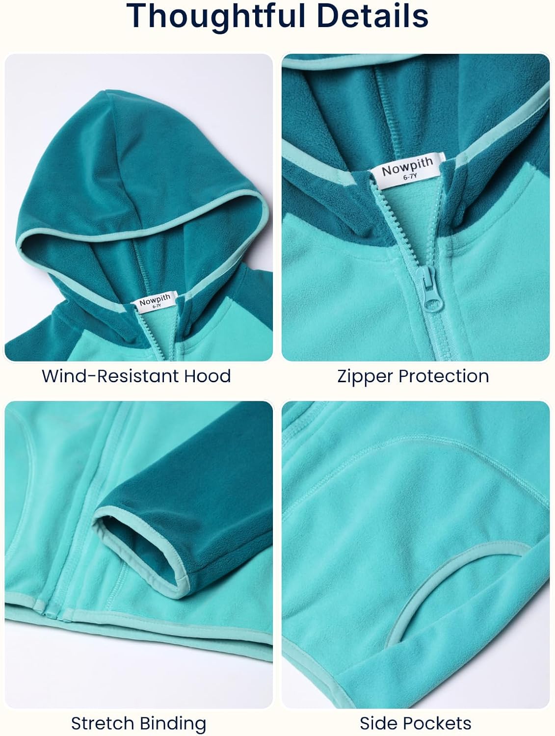 Kids Hooded Fleece Jacket for Girls and Boys, Soft Warm Full Zip