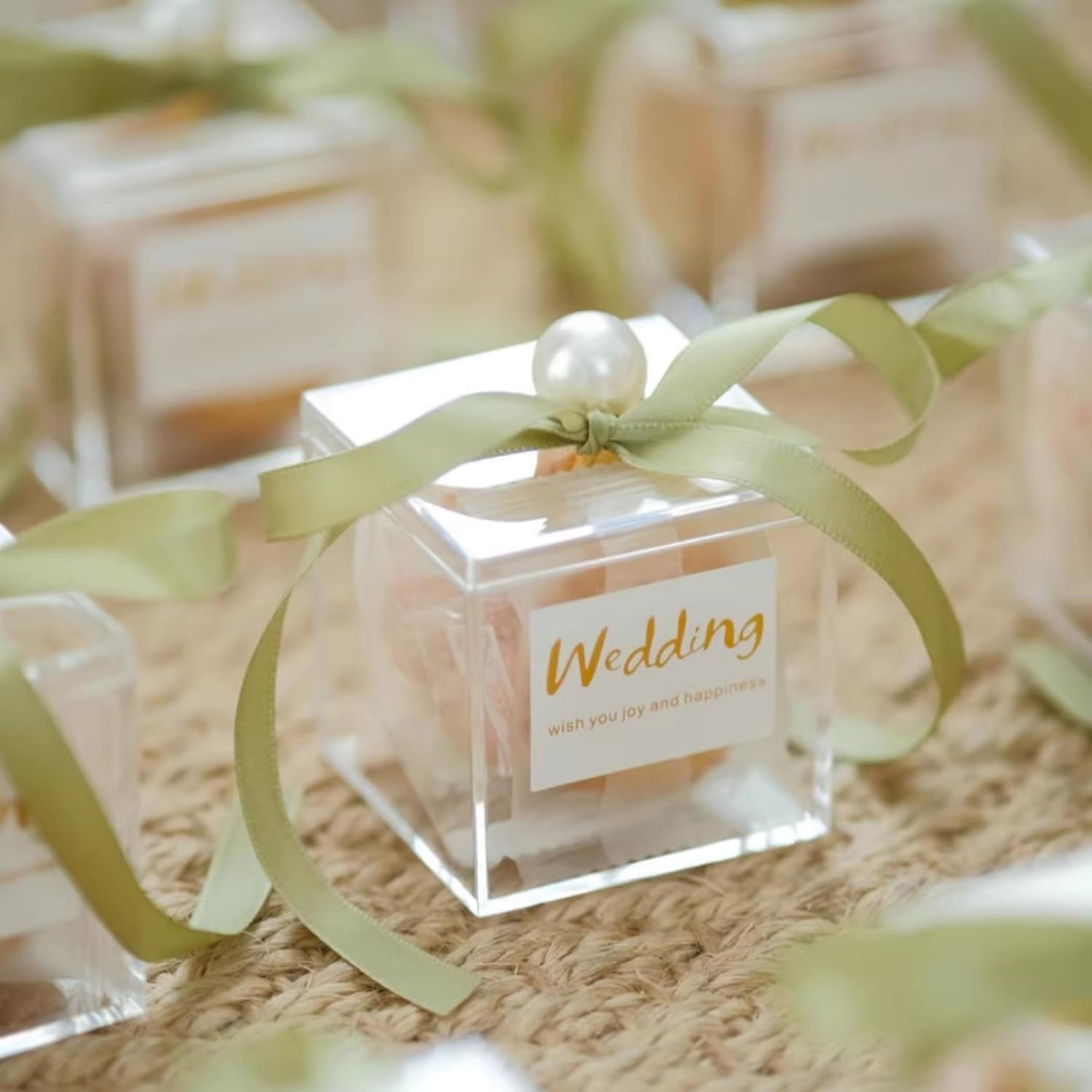 KissYou Acrylic Box with Lid Clear Candy Boxes Plastic Square Cube Easter Decorative Box Jewelry Display Box Mini Clear Storage Container