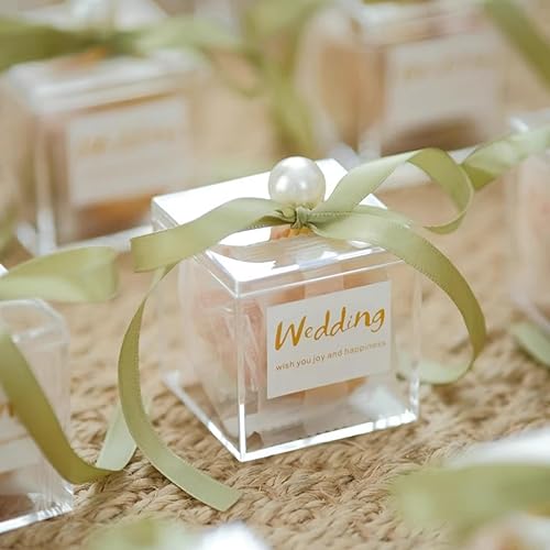 Miniatura 7 de Pequeña caja de acrílico transparente Plastick Cubo cuadrado 2 paquetes de caja de regalo de plástico con tapa, vitrina transparente de Navidad,