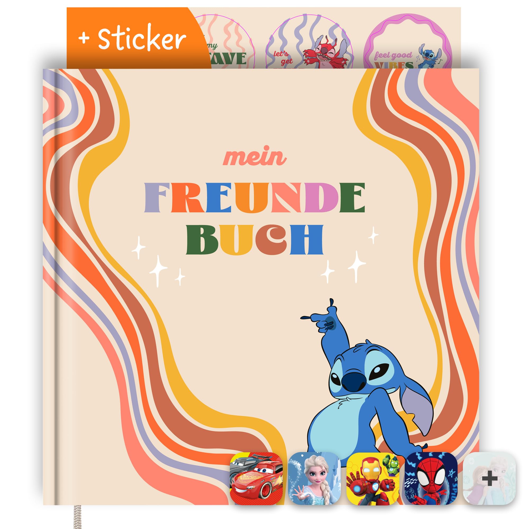 PRINTHOUSE Stitch Freundebuch Kindergarten Mädchen Inkl. Sticker - Offiziell Lizensiertes Disney Produkt - Freundschaftsbuch Kindergarten Freundebuch Mädchen Meine Kindergartenfreunde Buch 20x20