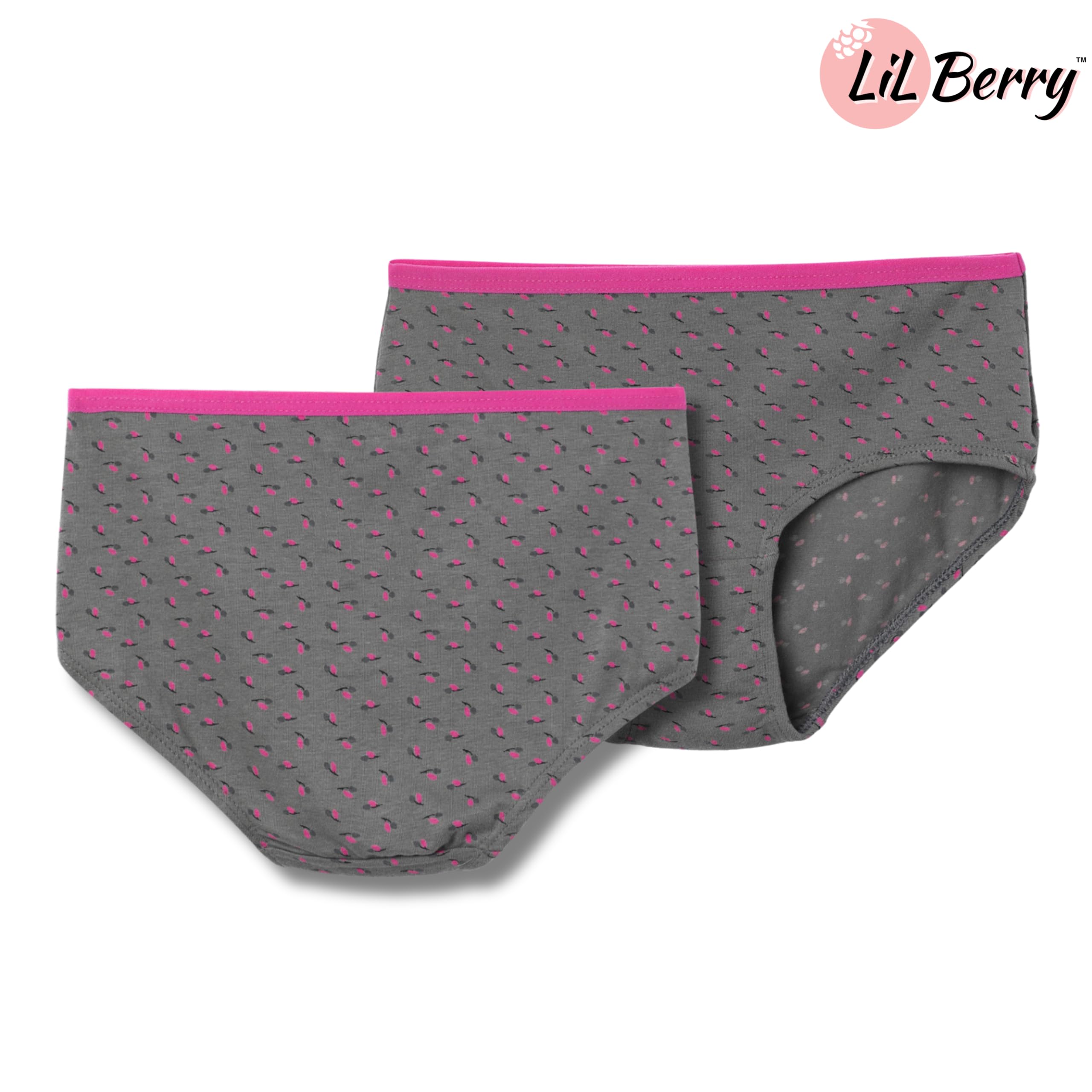 Lil Berry Girls Hipster (Panties Pack of 3) | Super Combed Cotton Elastane Kids Innerwear | Soft Stretch Briefs for Girls | AZO-Free Dyes (10-12 Yrs, Combo 1) 2