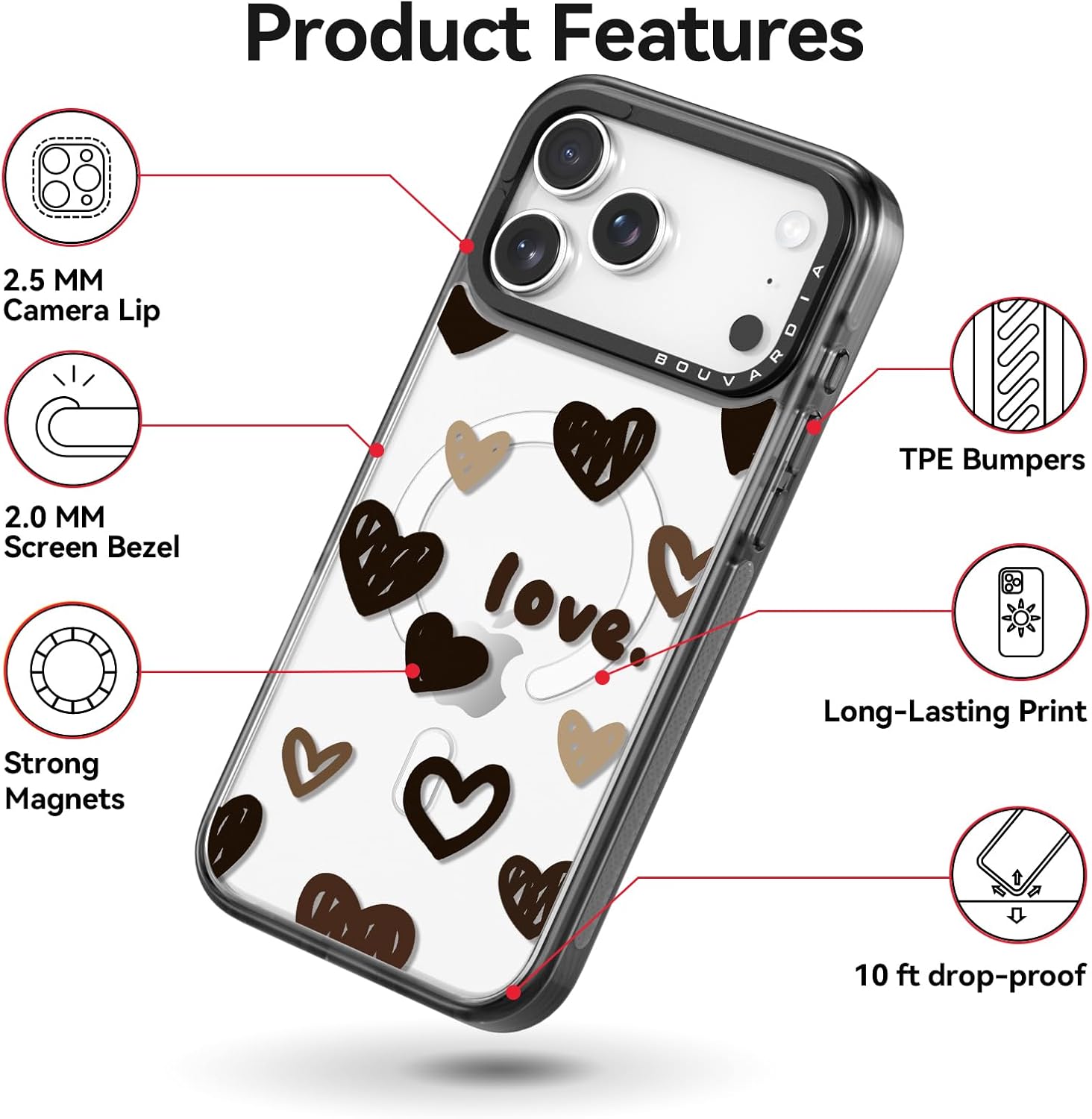 Bouvardia for iPhone 17 Pro Max Case, Compatible with Magsafe, Cute Girly Design for Women, Shockproof & Aesthetic, Sweet Love