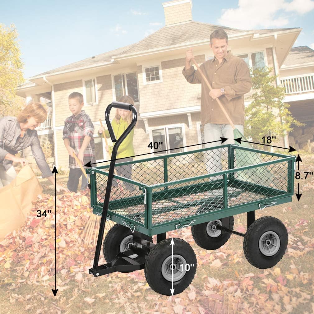 Buy Garden Carts Yard Dump Wagon Cart Lawn Utility Cart Outdoor Steel Heavy Duty Beach Lawn Yard
