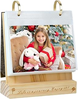 ZEEYUAN 4x6 Photo Frame Flip Photo Album on Stand 4x6 Photos Collection for Desktop Display