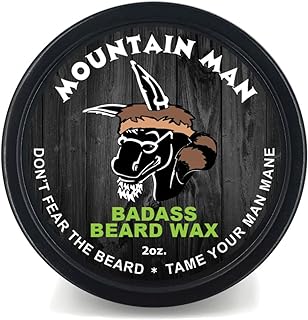 Badass Beard Care Beard Wax For Men - The Mountain Man, 2 oz - Softens Beard Hair, Leaves Your Beard Looking and Feeling More Dense