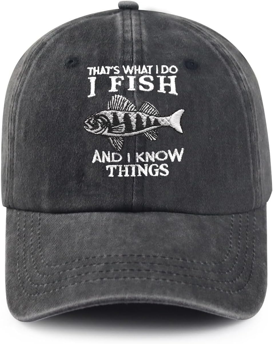 Fishing Themes, Fishing Lover Gift, Embroidered Hat for Men Women Dad Hat Baseball Cap Adjustable Unisex