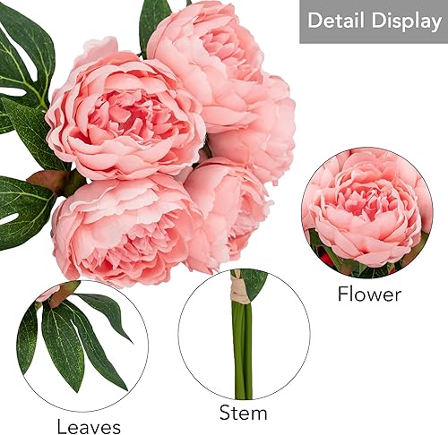 Miniatura 7 de Softflame Flores artificiales  falsas  artificiales - Paquete de 5 unidades, con total 25 cabezas, para boda, hogar, fiesta, restaurante