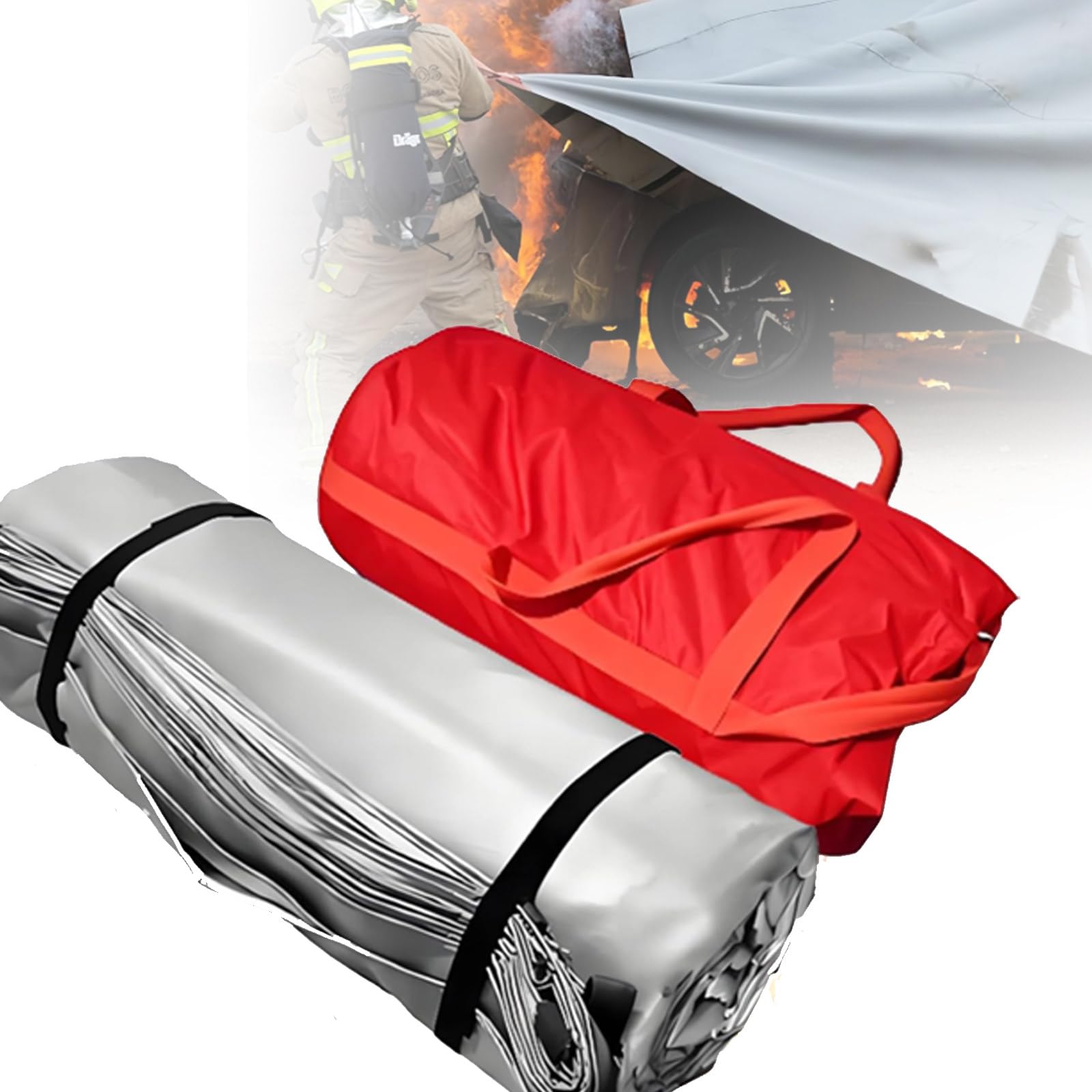 Manta Ignífuga De Fibra De Vidrio para Automóviles, Manta Ignífuga De Emergencia, Resistente Al Calor hasta 1100 °c, Reutilizable para Accidentes con Vehículos Eléctricos Y De Gasolina 4×6M