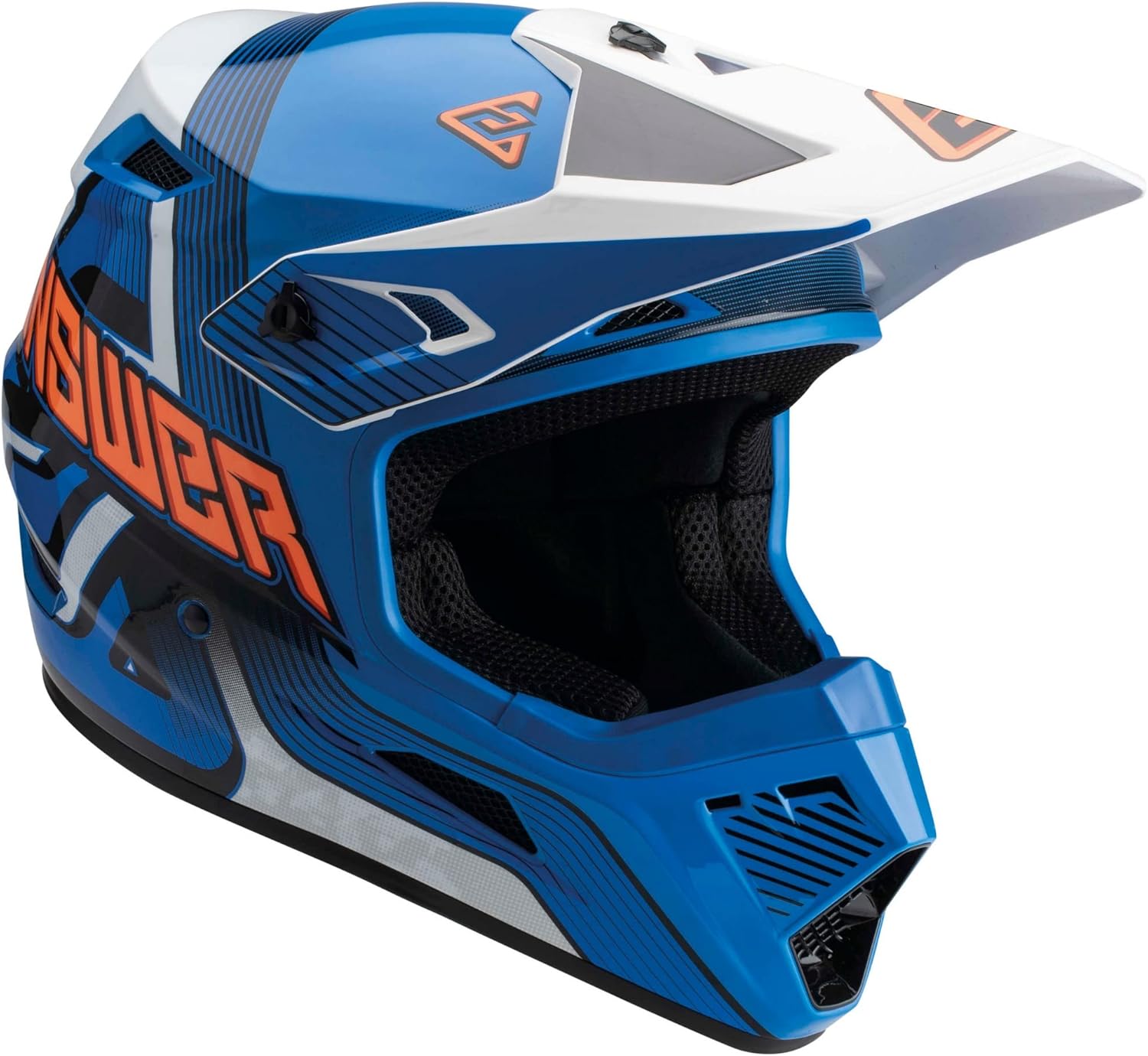 Answer Racing 447774 A23 AR1 Vendetta Helmet: Blue/White/Hyper Orange, Youth L Answer Racing 447774 A23 AR1 Vendetta Helmet: Blue/White/Hyper Orange, Youth L