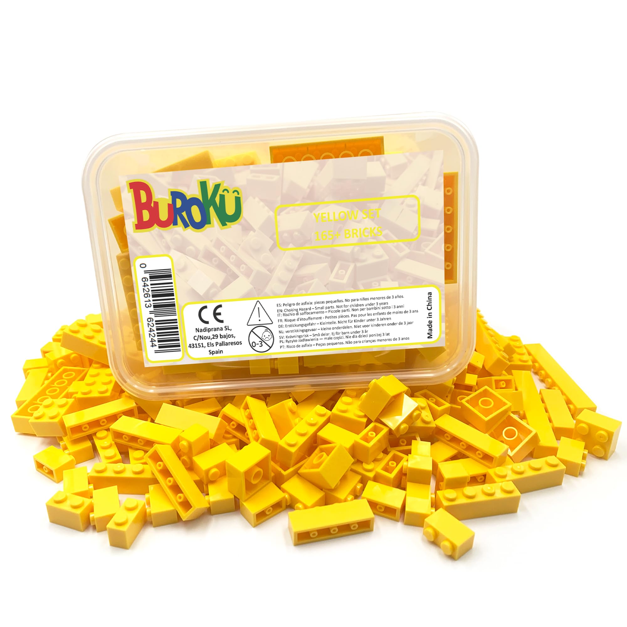 Yellow Set - Pack of 165 Yellow Building Bricks Assorted Sizes - Toy Bricks Compatible with All Brands - Large Yellow Pieces