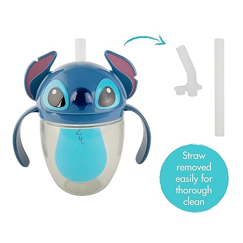 Miniatura 4 de The First Years Disney Stitch - Vaso con popote con peso, a prueba de derrames, con cubierta superior abatible, vasos de transición para niños