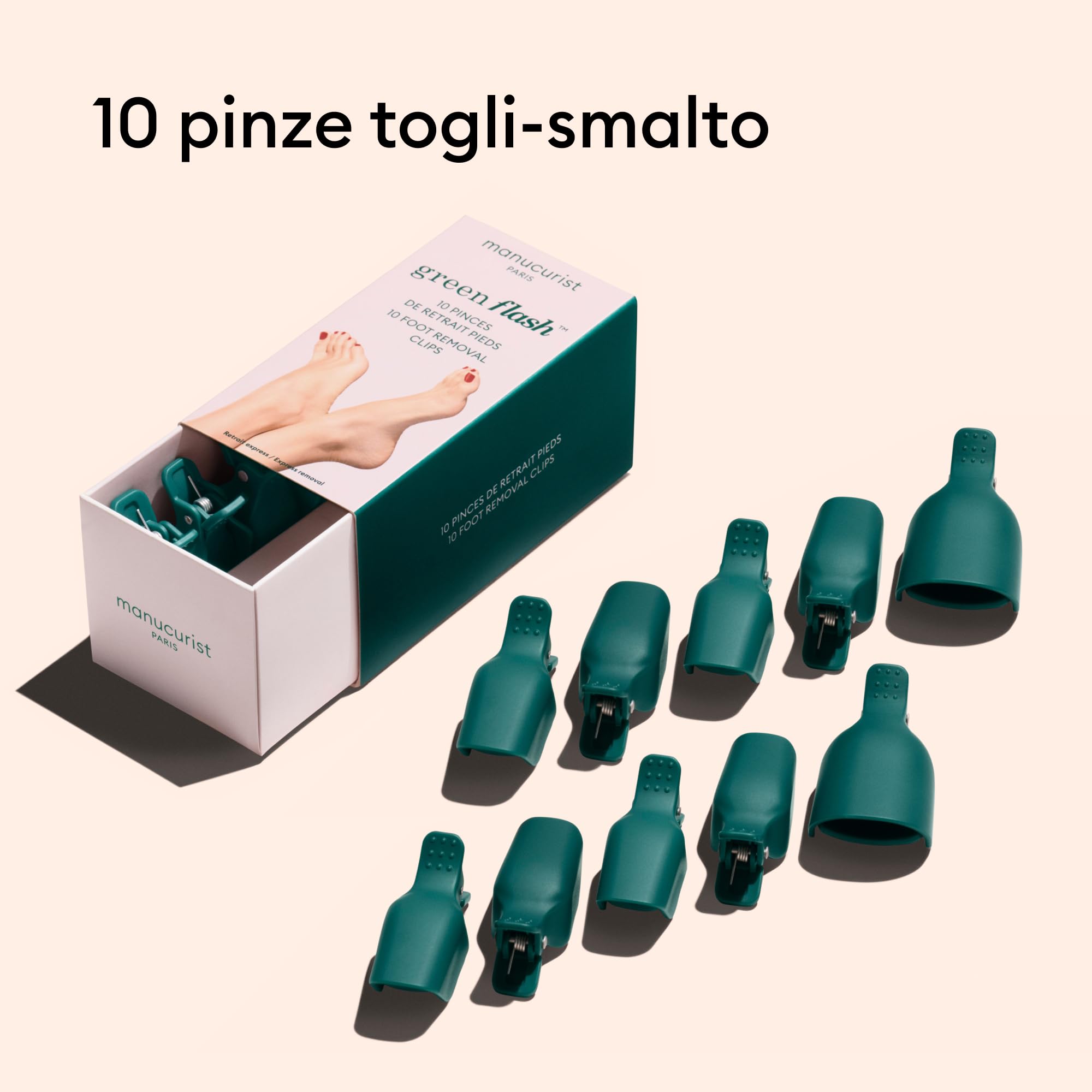 Manucurist - 10 Pinze per la rimozione dei piedi - Accessorio per la rimozione dello smalto semi permanente dei piedi - Rimozione morbida senza acetone o levigatura - Riutilizzabili a vita