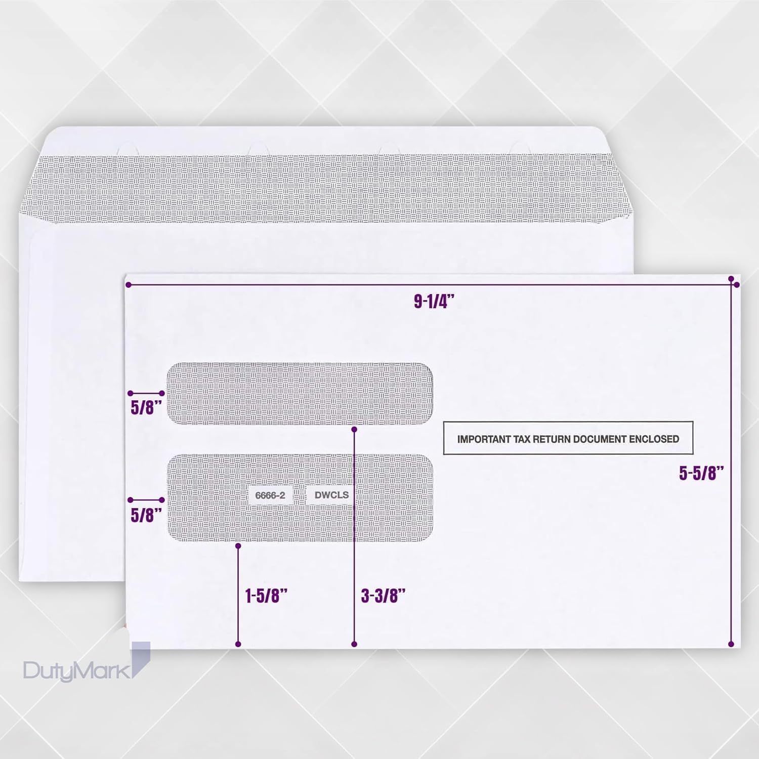 100 W2 Envelopes, Self Seal for W2 2-Up Forms, Double Window Security Envelope Designed for Printed W2 Laser Forms from QuickBooks Desktop and Other Tax Software, 5 5/8’’ x 9’’, 100 Pack
