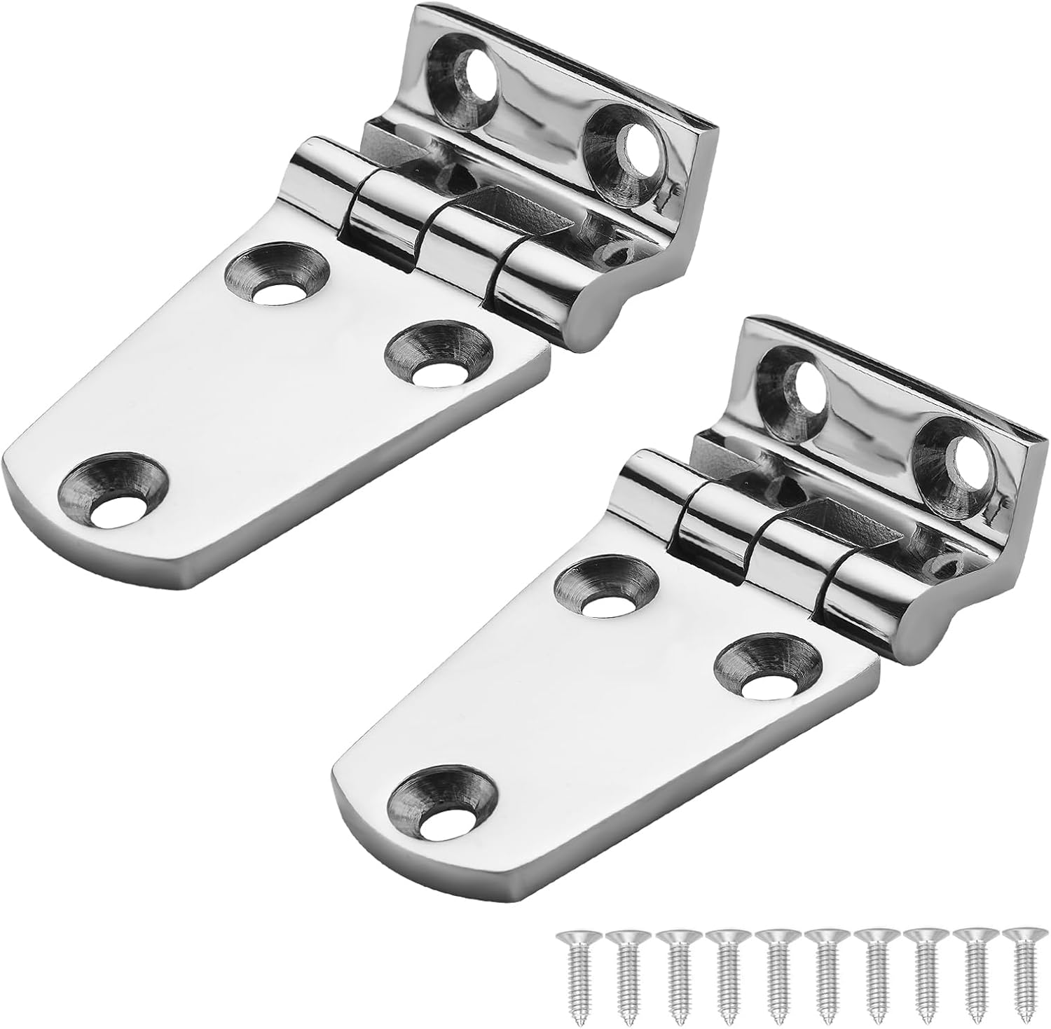 Heavy Duty Marine Boat Hatch Hinges 316 Stainless Steel, Offset Short Side Hinges, Sturdy Deck Cabinet Door Hinges with Screws (2-Pack)