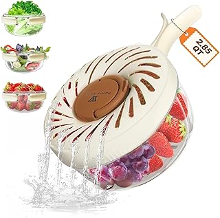 Upgrade Large 2.85QT(2.7L) Fruit Washing Bowl with Strainer, 2 in 1 multipurpose drain basket with lid, Colander for Kitchen Draining and Food Storage, Suitable for Wash Berry, Vegetables