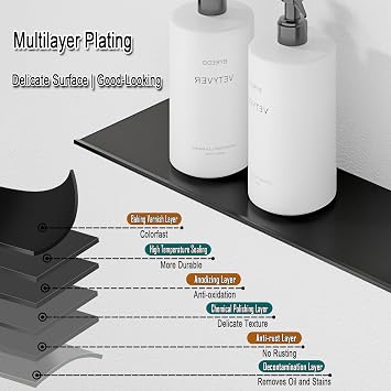 HNVNER Metal Floating Shelves Set of 2, Small Adhesive Wall Shelf, 11.8