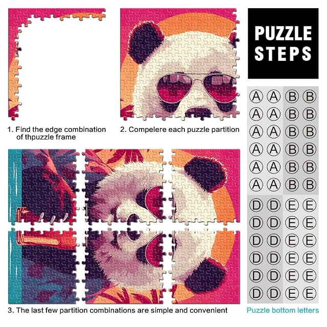 Foto 3 de 6 de Rompecabezas para Adolescentes 1000 Piezas Panda Retro con Cerveza Juguete de desafío de Juego Educativo…