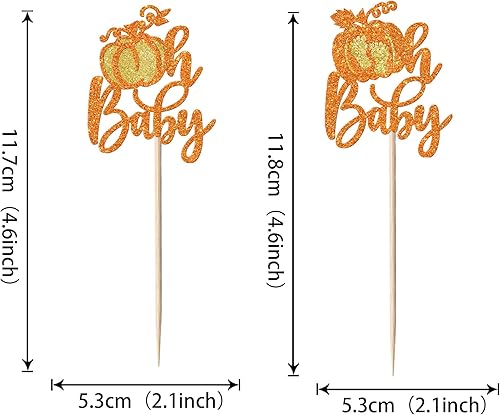 Miniatura 99 de Paquete de 24 adornos para cupcakes de calabaza con purpurina para cupcakes de calabaza para Acción de Gracias, baby shower, decoración de cupcakes