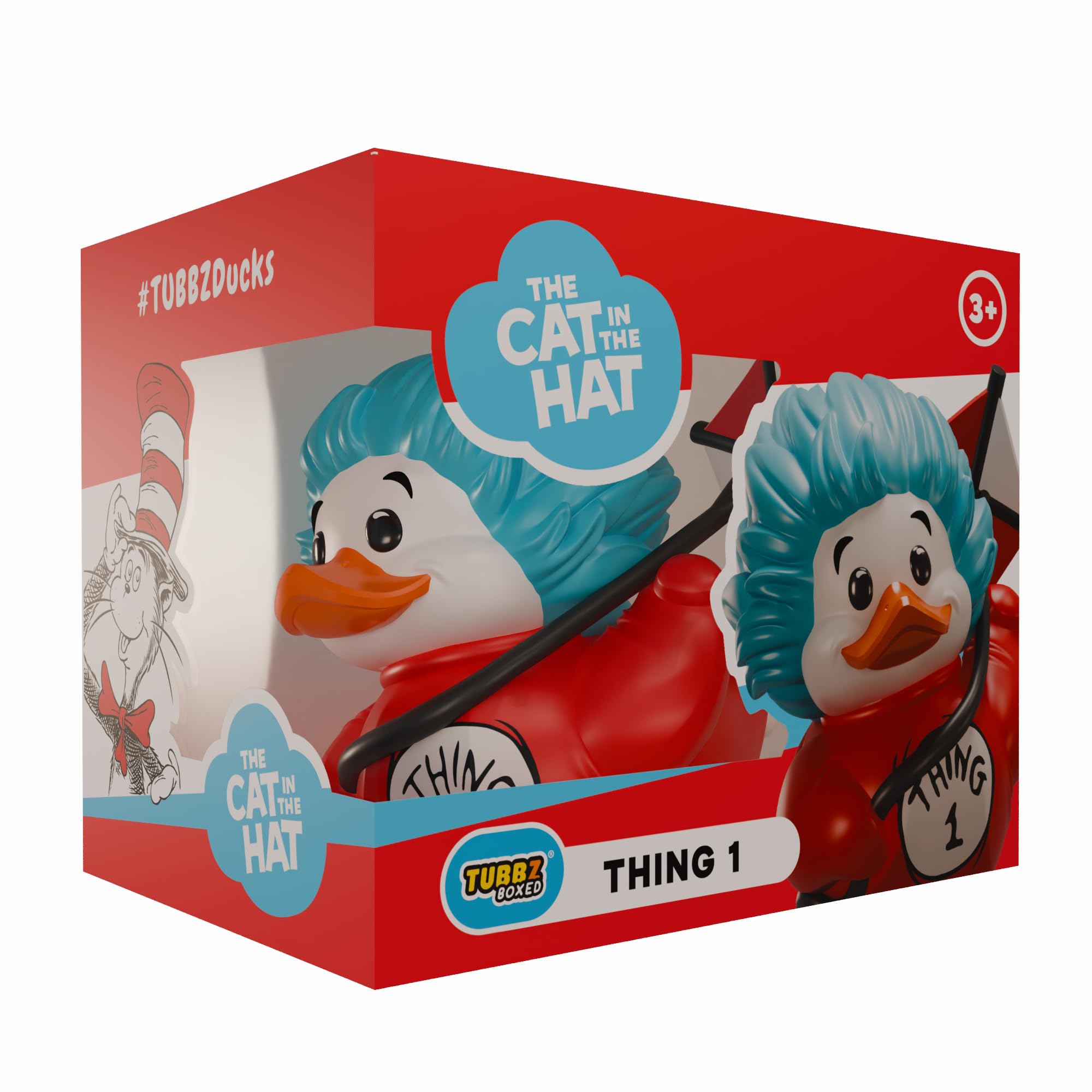 TUBBZ Boxed Edition: The Cat in the Hat - Thing 1 Cosplaying Rubber Duck Vinyl Figure – Official Collectible for Fans of Dr Seuss