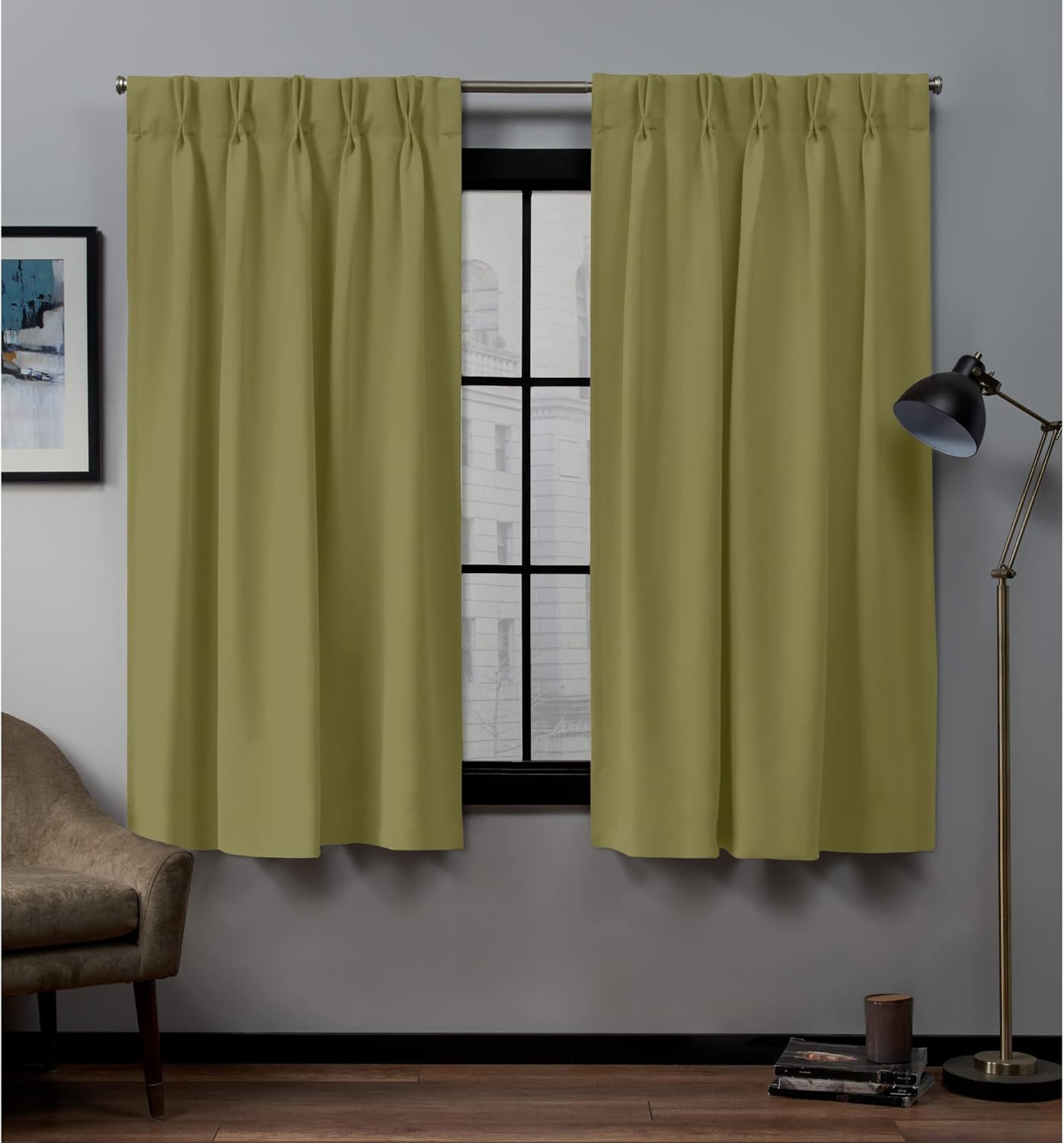 Magic Drapes Pinch Pleated Curtains Blackout Curtains for Living Room Bedroom Traverse Blackout Thermal Insulated Room Darkening Window Treatment Panels Set of 2 Cortinas W(35"+35") L63(Bottle Green)