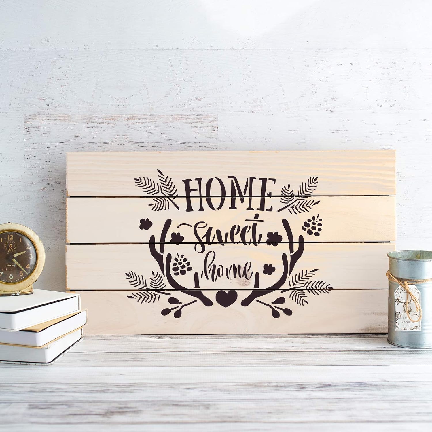 Home Sweet Home Antler Heart Stencil - Design Your Own Rustic Retreat with Unique Stencils, Large Farmhouse Stencils