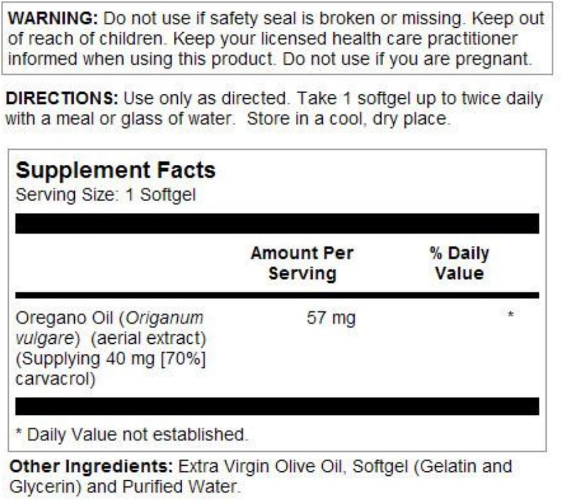 SOLARAY Oregano Oil 57 mg - Oil of Oregano Softgels - Herbal Supplements for Overall Health and Wellness Support w/ 70% Carvacrol - Extra Virgin Olive Oil Base, 60-Day Guarantee, 60 Serv, 60 Softgels - Image 3