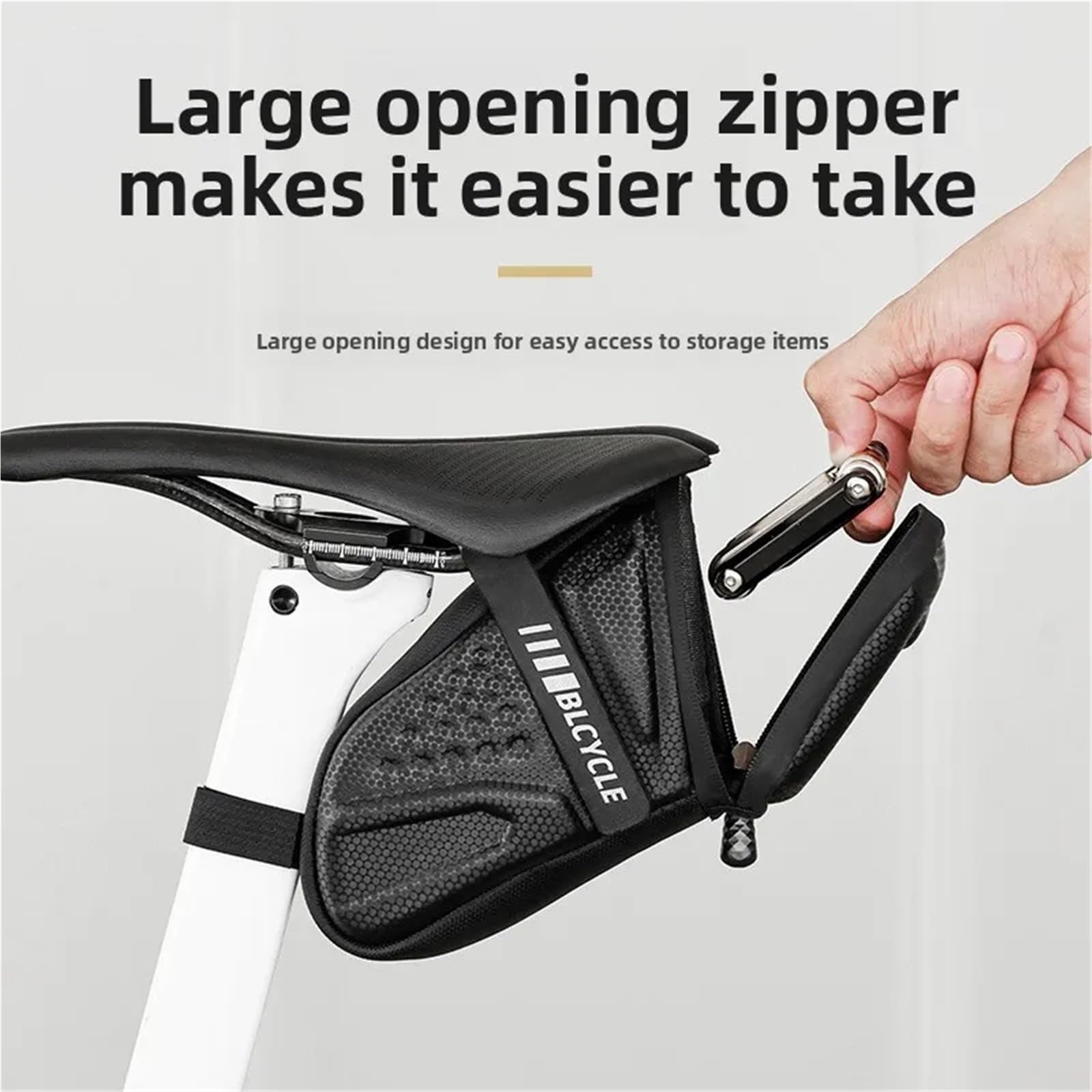 Borsa Da Sella Bici Borsa da sella for bicicletta, rigida in EVA, riflettente, impermeabile, for bici da strada, con portautensili posteriore, accessori for ciclismo