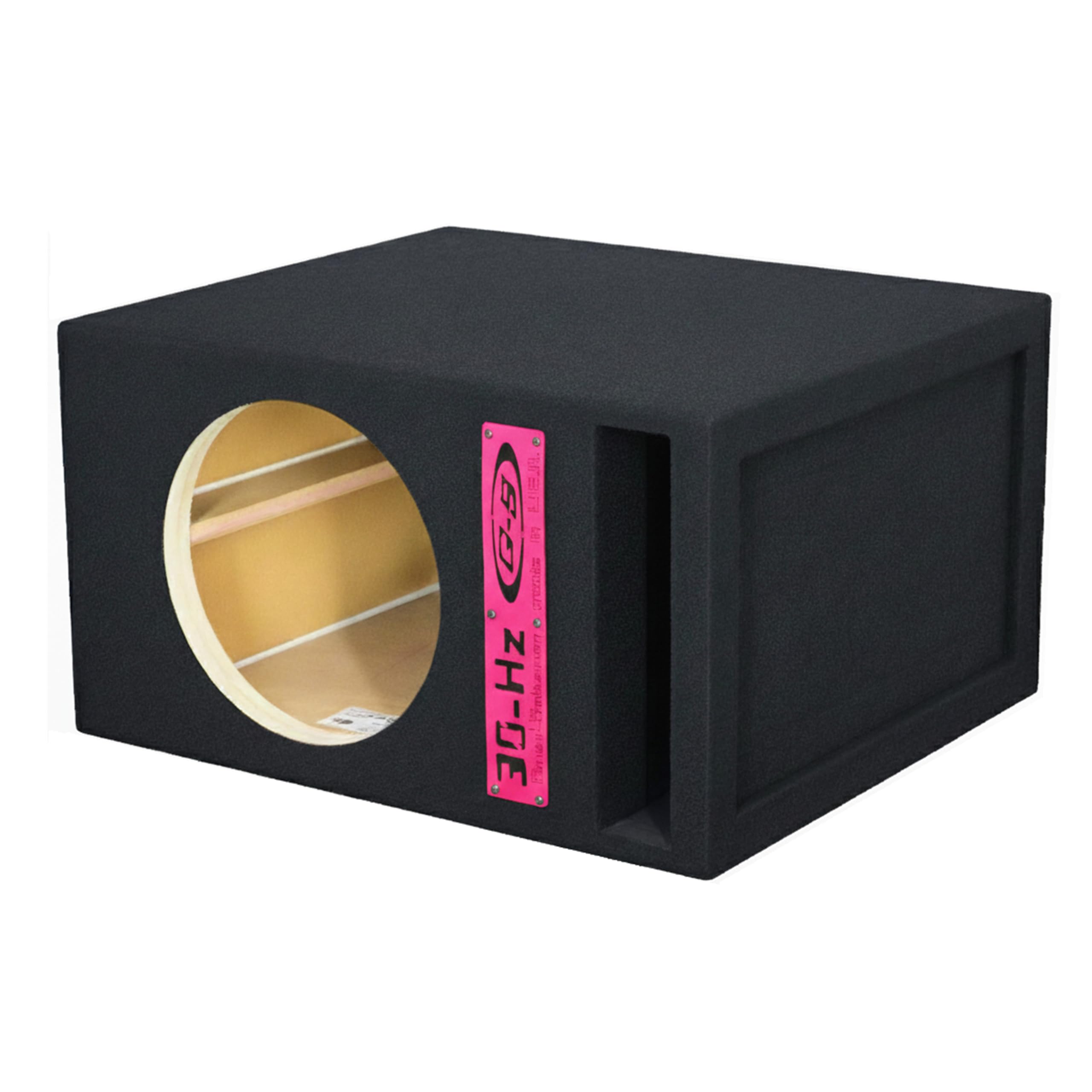 30HZ Reinforced Competition Single Ported Sub Box Sub Woofer Enclosure Speaker Box Car Audio Subwoofer Ground Shaker Box Ground-Shaker (Pink Plaque, 12")