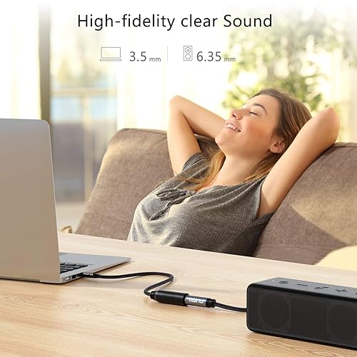 Miniatura 7 de Tisino Adaptador de 14 a 0.138 in, adaptador de audio estéreo hembra de 14 a 18 pulgadas macho para auriculares, amplificadores, guitarra,