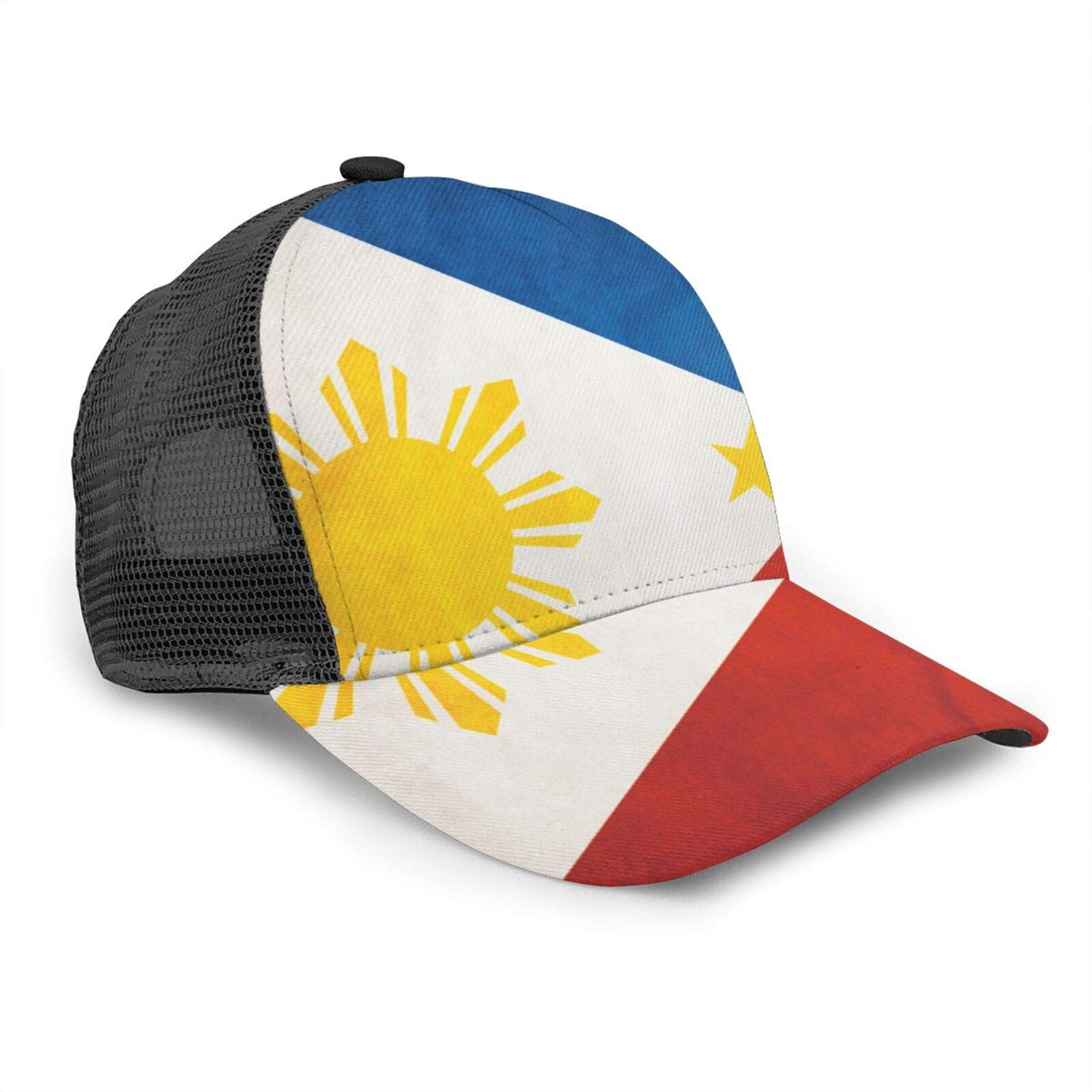 Iubbki Unisex Flag Of The Philippines Baseball Cap Women Men Adjustable Flat Bill Brim Baseball Cap, Cool Hip Hop Hat