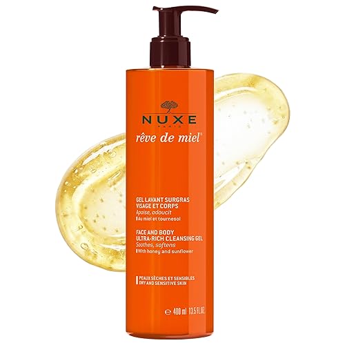 Nuxe Rêve de Miel Gel de ducha ultra rico con miel y glicerina, gel de ducha para piel seca y sensible, 13.5 onzas líquidas