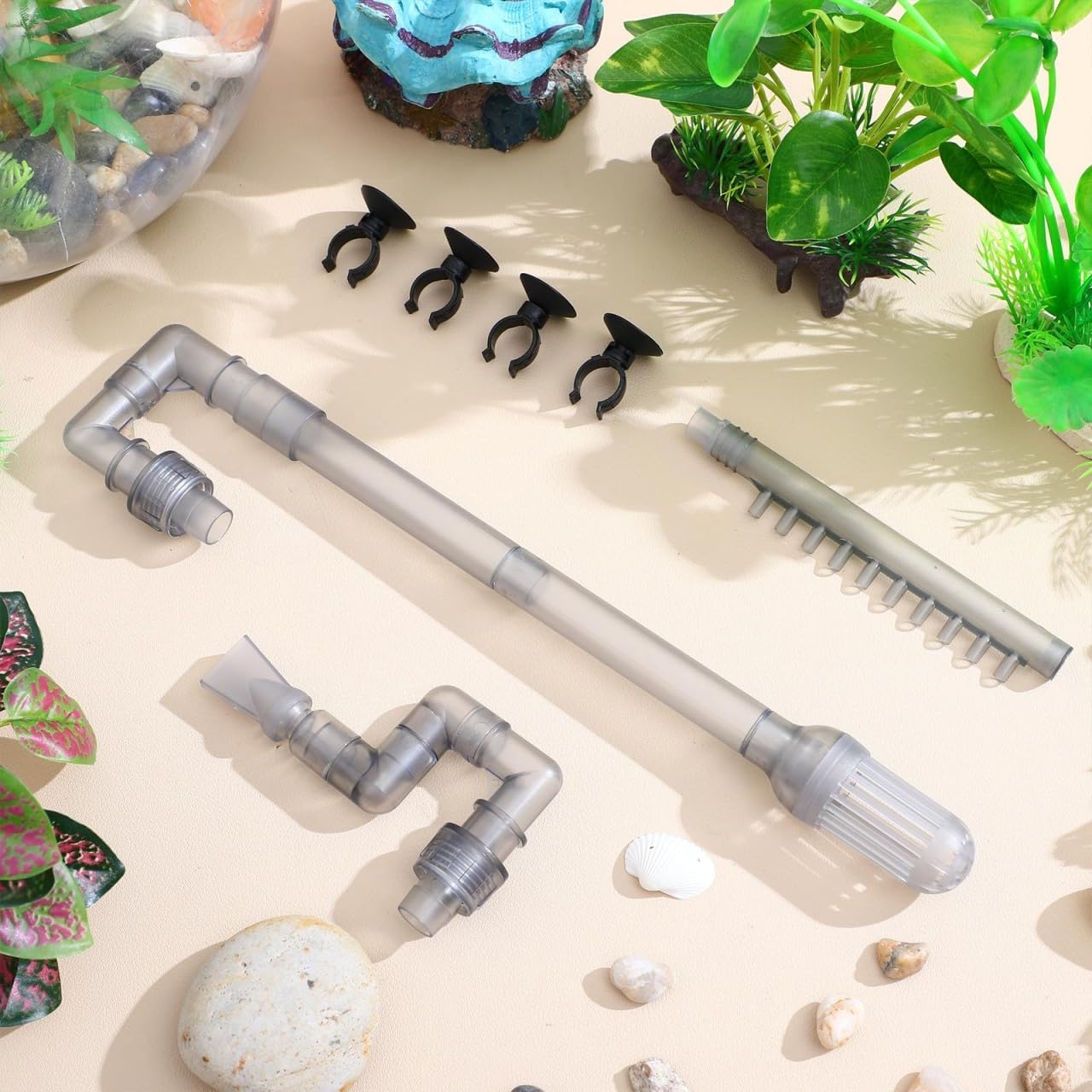 Homoyoyo Aquarium Filter Intake Tube Canister Filter Accessories Abs Fish Tank Water Inflow Outflow Tube Set Aquarium Plumbing Fittings for External Replacement Grey 11.81X2.24X0.98In image 2