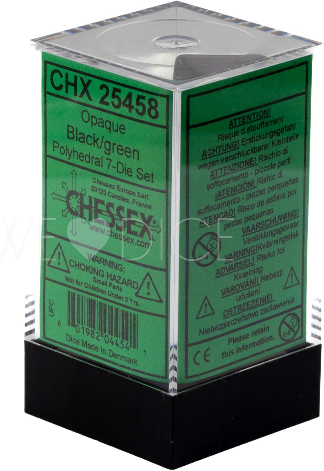 Chessex Poly Set Black w/Green (7)