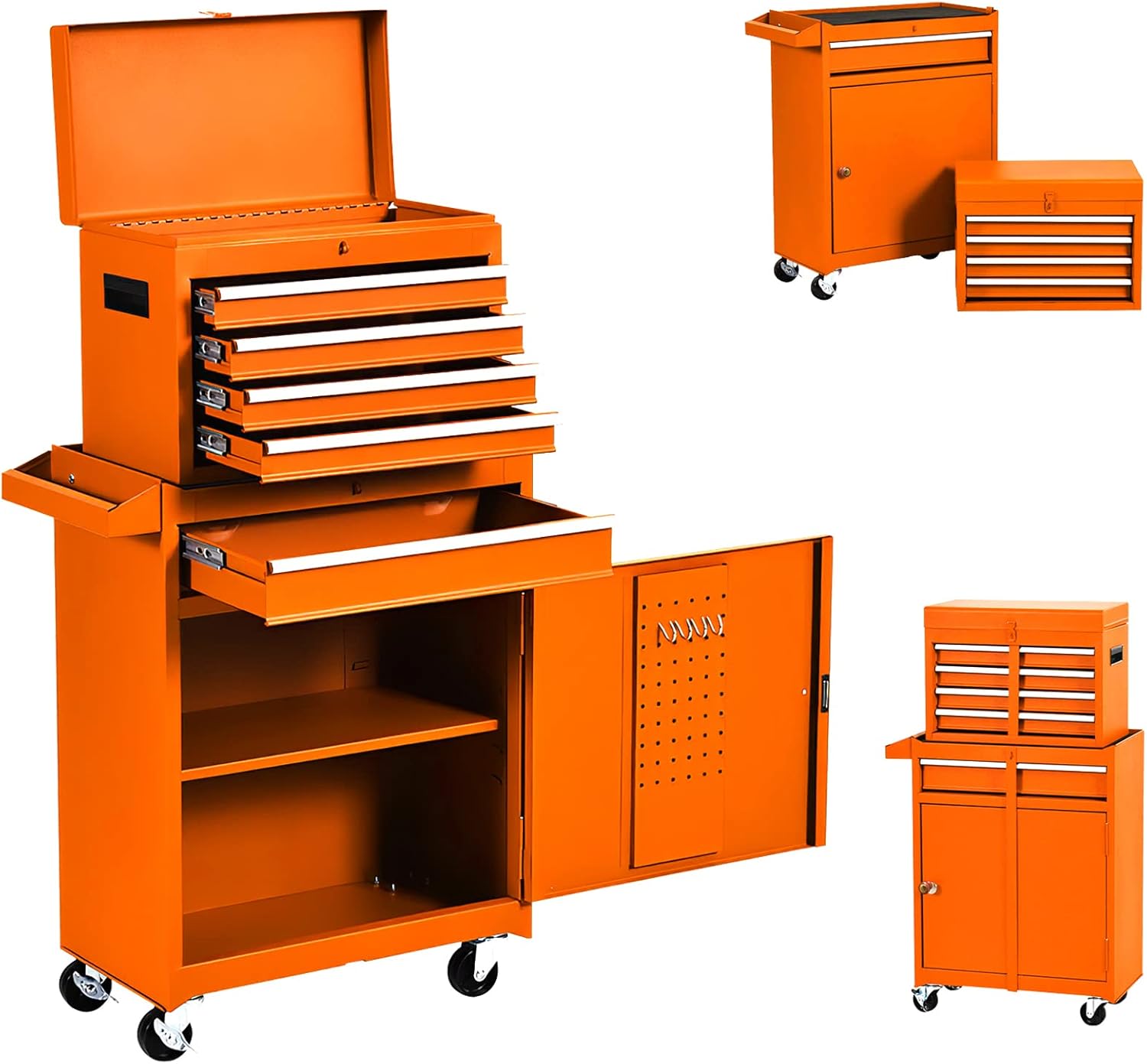 5Drawer Rolling Tool Chest & Removable Tool Box Organizer on