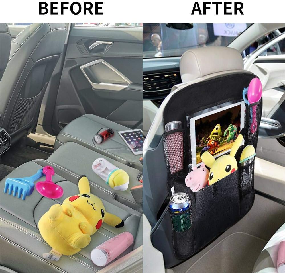 OKEECA Organizadores para Coche, Pack de 2 Kick Mats de Coche Organizador para Asientos de Coche, Universal Multi-Bolsillo Protector Trasero del Asiento de Coche para Niños First Style - Immagine 5