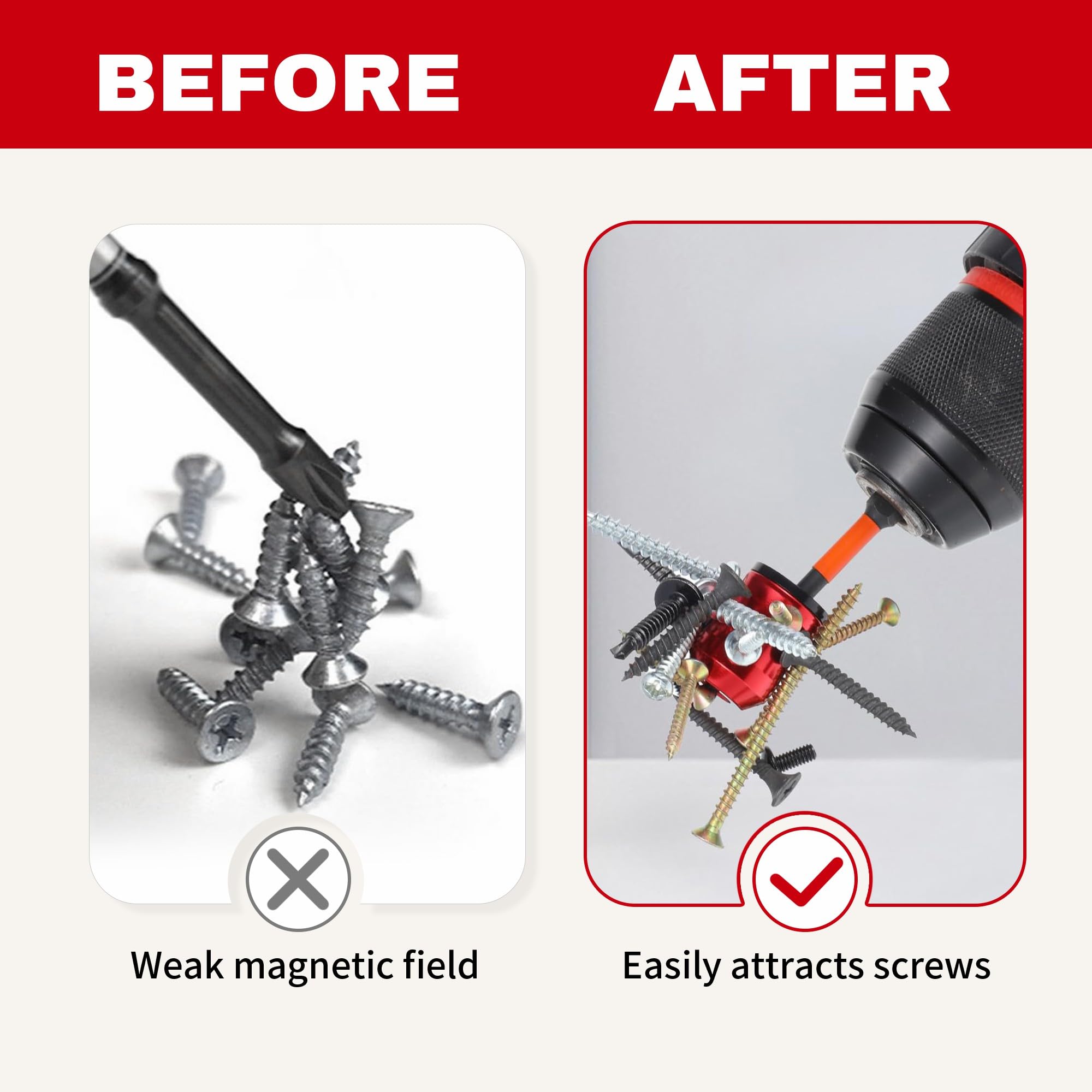 5PCS Magnetic Screw Ring Holder, Magnetic Bit Holder Screw Catcher, Removable Magnetizer Ring Screwdriver Accessory Suitable for 1/4" (6.35mm) Hex Screwdrivers & Power Bits - 3