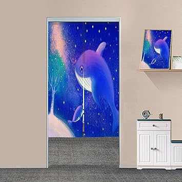 Amazon 漫画美しい手描きファンタジー風景イラスト少女クジラの森ドリームランド 101 のれん おしゃれ 目隠し 綿麻 幅85cm 丈1cm おしゃれ ロング 居酒屋 店 部屋 玄関 入り口 間仕切り インテリア のれん オンライン通販