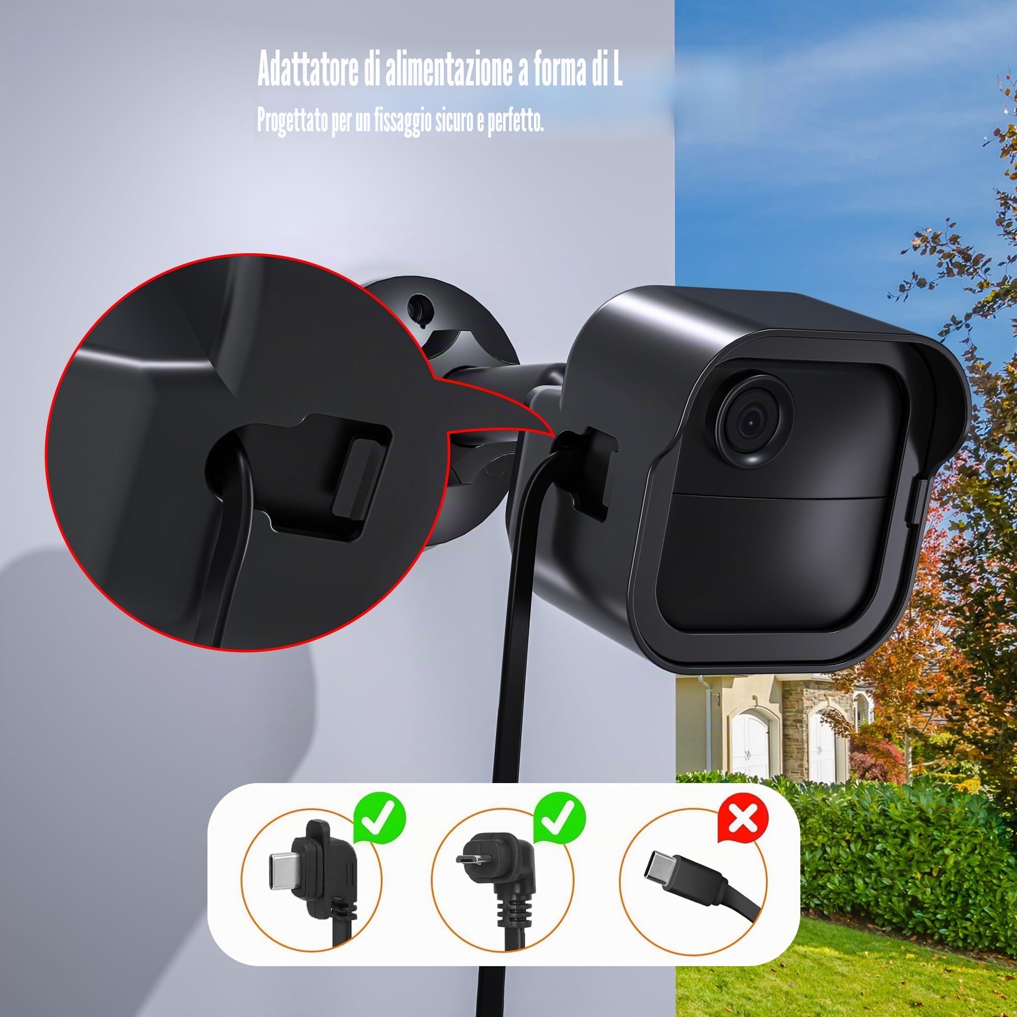 Rhorawill Blink - Supporto per fotocamera da esterni, regolabile a 360°, custodia protettiva per supporto per fotocamera lampeggiante, supporto per esterni, supporto con porta di ricarica (2 pezzi)