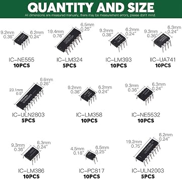 Hilitand 170Pcs IC Assortment Kit Integrated Circuit Chip 10 Specifications Integrated Circuit IC Chips with Storage Box for Home Circuit Work