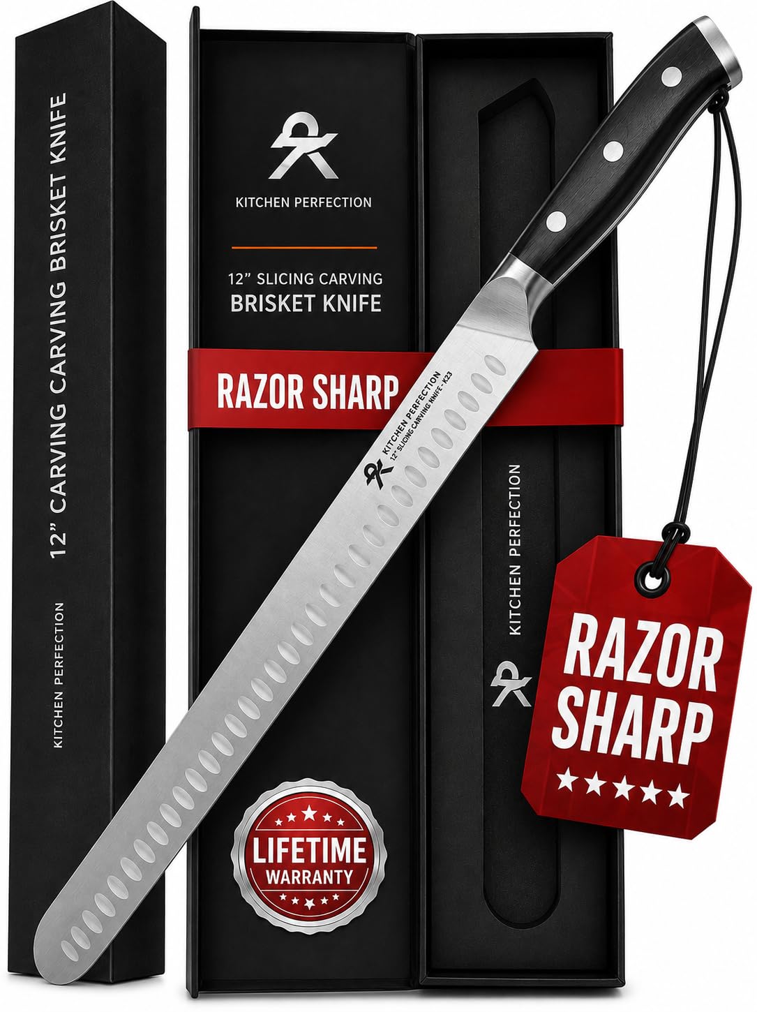 Kitchen perfection 12" Brisket Knife for Carving & Slicing Meat - BBQ Gifts