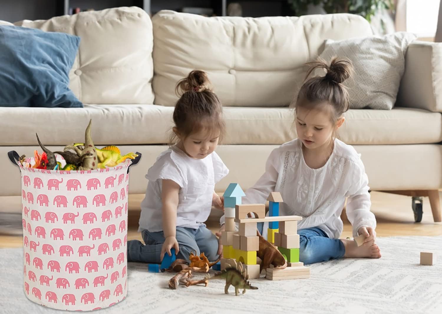 HIYAGON Pink Girls Laundry Basket Baby Elephant Hamper for Nursery Girl Cute Toy Storage Bin for Kids Pink Elephant Room Decor(Pink Elephant) : Baby