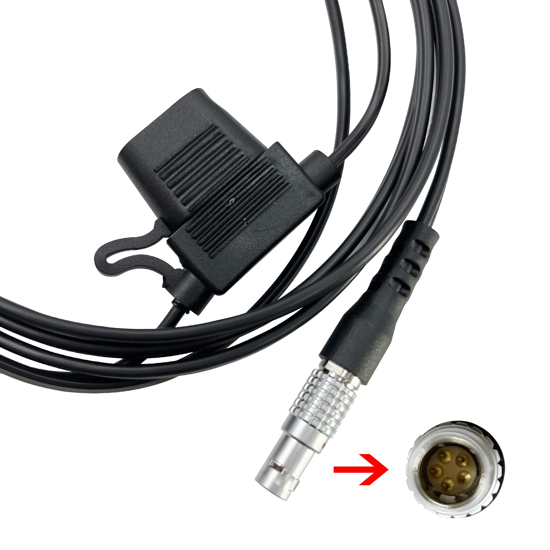 565854 Power Cable for Leica TPS1200 TPS2003 TS10 TCRP1203 Total Station, 0B 5-Pin Connector to Alligator Clips, 1.8 Meter / 6 Foot