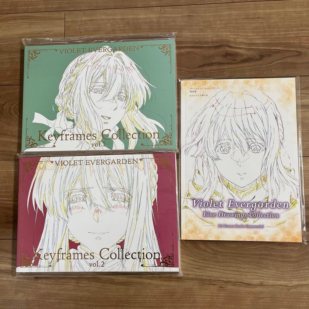 ヴァイオレット ーガーデン 原画集1.2 .線画集 3冊 N]原画集