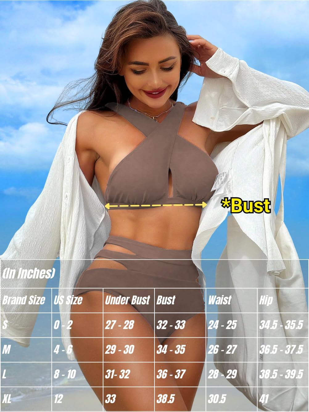 Kaei&Shi Bikini Sets for Women Full Coverage Bottoms,High Waisted Bathing Suit,Cut Out Criss Cross Two Piece Swimsuits - Image 5