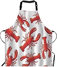 EKOBLA Lobsters Aprons Red Nautical Decorative Crayfish Fresh Seafood Ocean Animal Waterproof Resistant Chef Cooking Kitchen BBQ Adjustable Aprons for Women Men 27x31 Inch