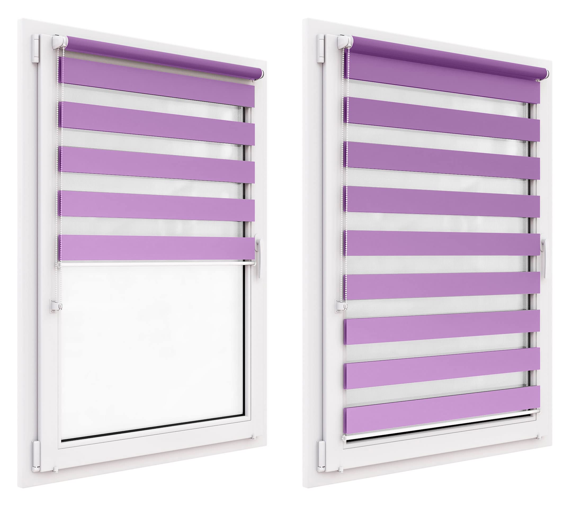 Estor Enrollable Doble Sin Taladrar, 89x150 cm tamaño de la Tela, Duo Rollo Klemmfix, Translúcido Y Oscurecedor, Día Y Noche, Estor Enrollable De Protección Solar, para Ventanas Y Puertas